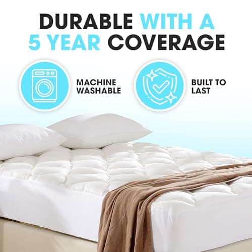 Cheer Collection Queen Size Mattress Topper – Extra Thick and Plush Pillow Top Mattress Pad, Soft Rayon from Bamboo Cover, Cooling, Breathable, and Machine Washable Mattress Topper for Queen Bed