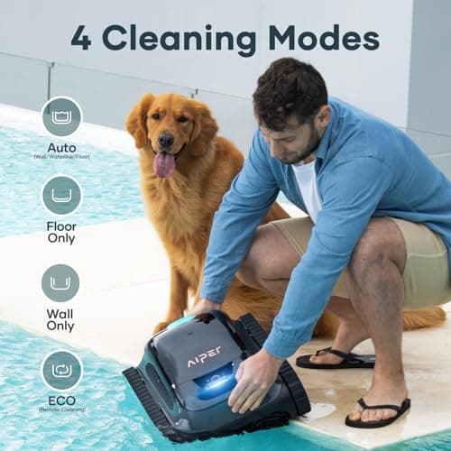 AIPER Scuba S1 Cordless Robotic Pool Cleaner, Wall & Waterline & Floor Cleaning, Smart Navigation, Superior Mobility, Four Cleaning Modes, for Inground Pools up to 1600 sq.ft (Renewed)