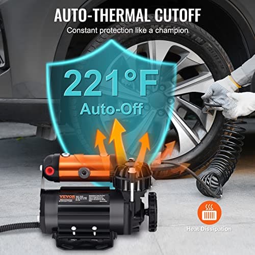 VEVOR Onboard Air Compressor Kit 150PSI Offroad Air Compressor Portable Tire Inflator Heavy Duty 3.5CFM Air Pump for Jeep SUV 4x4 Vehicle Compatibility with Air tools, Air horns, Lockers