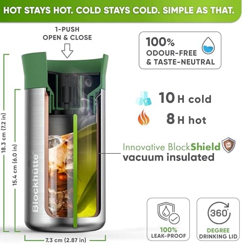 Blockhütte Coffee Cup Insulated Stainless Steel, Tea Tumbler 12oz modern and slim, Insulated Coffee Cup 8h Hot, Travel Tea Mug Spill Proof, Leak Proof Thermal Travel Tumbler
