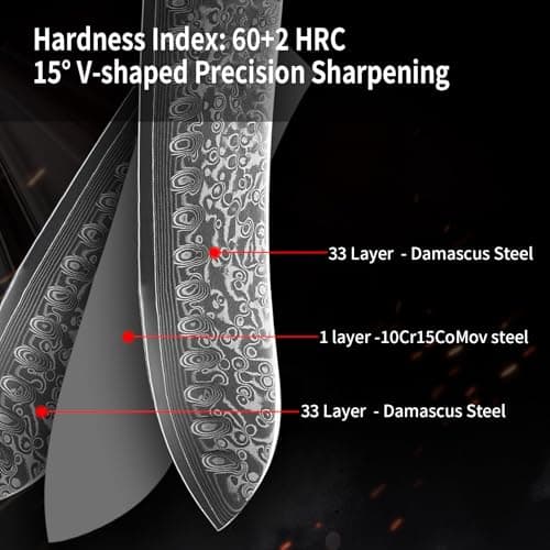 Damascus Steel Santoku Knife 7 Inch, Japanese Professional 10Cr15MOV Blade with Hand Forged Hammer Pattern, Ultra Sharp Kitchen Knife with Abalone Shell Ergonomic Handle