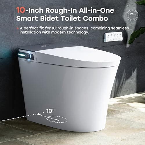 HOROW Bidet Toilet 10" Rough-in, Smart Toilet with Bidet Built-in, Instant Warm Water, Elongated Heated Seat, Dryer, Blackout Flushing and Deodorization