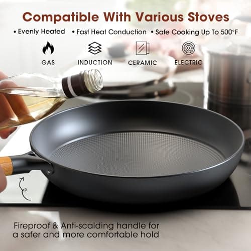 imarku Non Stick Frying Pans - 8 inch & 10 inch Frying Pan Nonstick Set, Honeycomb Lock Oil Cast Iron Skillets, Dishwasher Safe, Induction Compatible, Detachable Handle Pans, Best Gifts