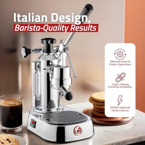 La Pavoni EPC-8 Europiccola Lever Style Espresso Machine – Chrome & Silver – Manual Espresso Maker - 0.8 L Water Capacity, Authentic Italian Craftsmanship for Home Use
