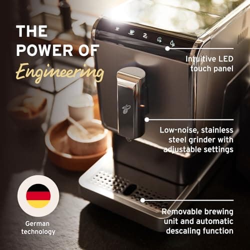 Tchibo Automatic Espresso & Coffee Machine Bundle with Built-in Grinder, Comes With 3 x 12 oz. Bags of Whole Bean Coffee, Red