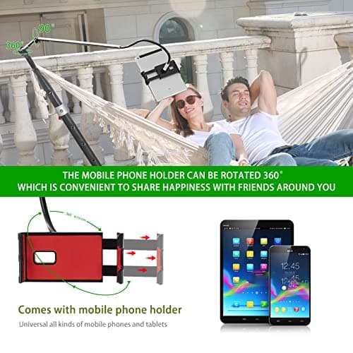 Double Hammock with Stand Upgraded Phone Holder Portable Heavy Duty Stainless Steel Indoor Outdoor Patio Yard Beach with Carrying Case （2022 Beige）
