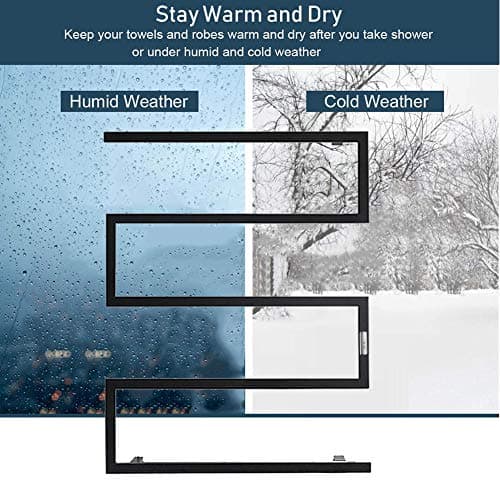 Modern Style Towel Warmer,Electric Heated Towel Rack with 2/4H Timer, 304 Stainless Steel Heated Towel Rail Wall Mounted Waterproof Bath Towel Heater, 88W,Hardwired,Black…