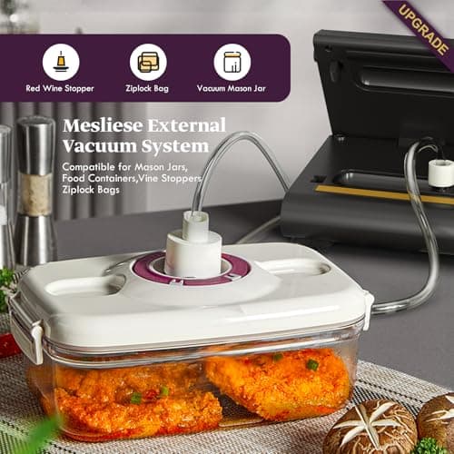 Vacuum Sealer Machine 90Kpa 6-in-1 Compact Food Vacuum Sealing Preservation System with Cutter | 2 Bag Rolls | 5 Pre-cut Bags | Dry&Moist Modes | ETL Listed (Gray)