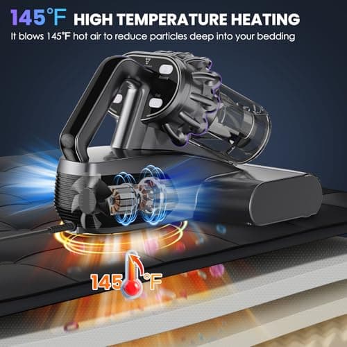 Mattress Vacuum Cleaner, 16Kpa Bed Vacuum Cleaner with 253.7nm UV-C Light, 145°F Heat, HEPA Filter & Ultrasonic, Versatile Handheld Vacuums for Bed, Sofa, Couch, Crib(Corded, 600W)