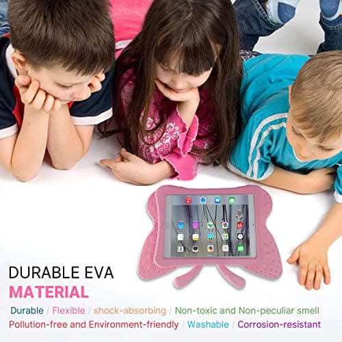 iPad 7 8 10.2 9 3D Cute Butterfly Case for Kids Light Weight EVA Stand Shockproof Rugged Heavy Duty Kids Friendly iPad Cover for Girls iPad 10.2 iPad 7th 8th 9th (Pink)