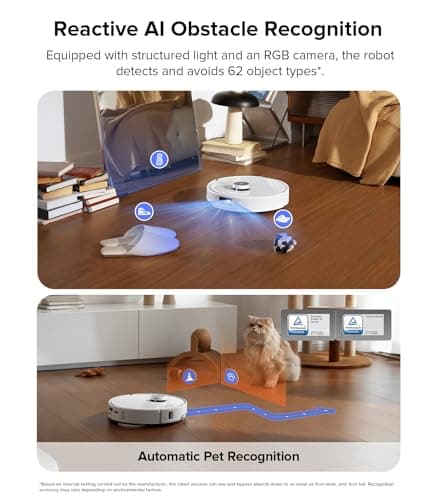 roborock Qrevo Edge Robot Vacuum and Mop, 18,500Pa Suction, Zero-Tangling, AdaptiLift Chassis, Al Obstacle Recognition, Hot Water Mop Washing & Dock Self Cleaning, Corner to Edge Deep Cleaning