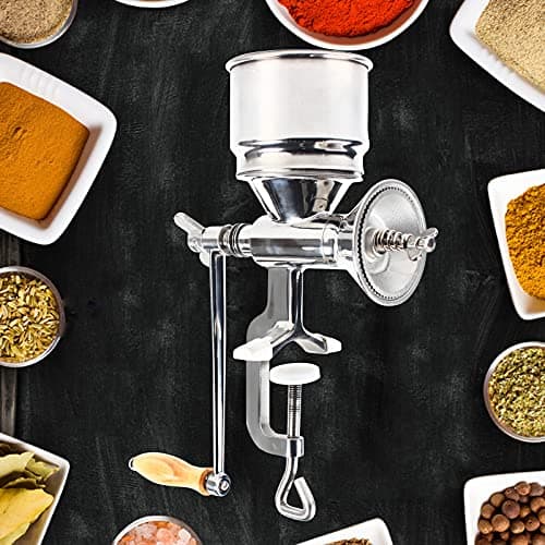 Manual Grain Mill, Stainless Steel Hand Crank Pet Feed Grain Rice Coffee Wheat Corn Spice Milling Grinding Machine, for Kitchen Home Commercial Use