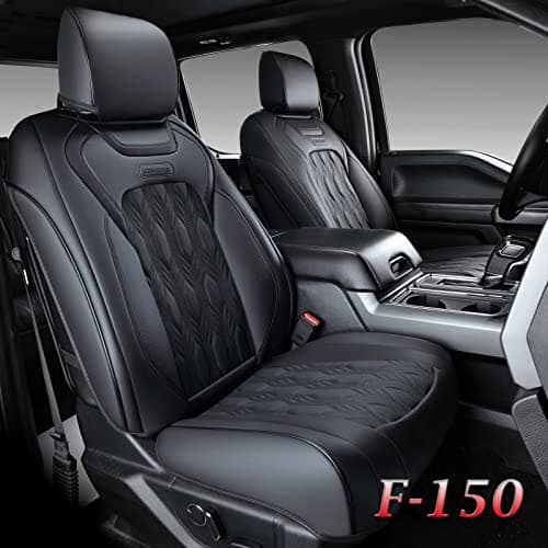 Coverado Fullset Car Seat Covers,Leather Ford F150 Seat Covers Fit for 2015-2025 F150 and 2017-2025 F250 F350 F450 Super Duty Crew Cab XL XLT Lariat King Ranch Platinum (Black)