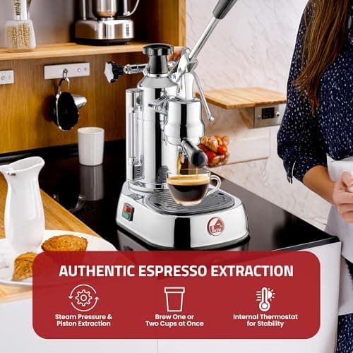 La Pavoni EPC-8 Europiccola Lever Style Espresso Machine – Chrome & Silver – Manual Espresso Maker - 0.8 L Water Capacity, Authentic Italian Craftsmanship for Home Use