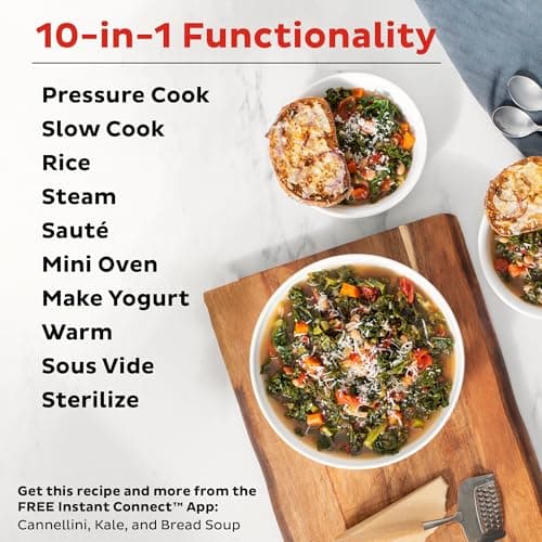 Instant Pot Pro 10-in-1 Pressure Cooker, Slow Cooker, Rice/Grain Cooker, Steamer, Sauté, Sous Vide, Yogurt Maker, Sterilizer, and Warmer, Includes App With Over 800 Recipes, Black, 6 Quart