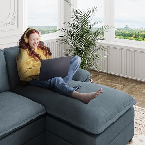 U Shaped Sectional Couch for Living Room,110" 4-Seater Comfy Couch with Double Chaise,Deep Seat Modular Sofa Couches with Thick Cushion & Soft Backrest,Dark Gray