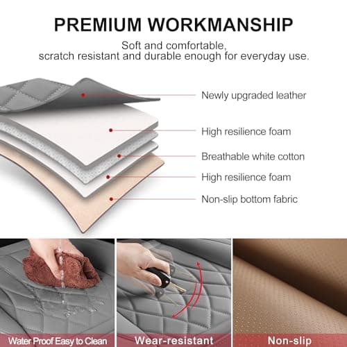 2 Pack Leather Front Car Seat Cover Bottom Car Seat, Universal Anti-Slip Driver Car Seat Protectors with Storage Pocket, Waterproof Bottom Auto Seat Cushion Pad Mat for Most Vehicles(Gray)