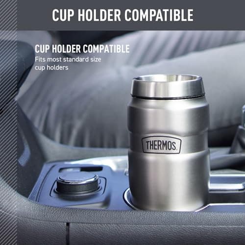 THERMOS Stainless King Vacuum-Insulated Travel Tumbler, 16 Ounce, Matte Steel