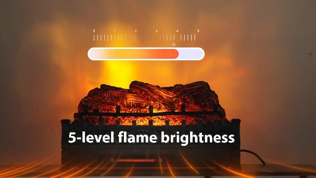 Tangkula 26” Infrared Quartz Electric Fireplace Log Heater with Realistic Pinewood Ember Bed, Electric Fireplace Heater Insert with Overheat Protection, Thermostat, 8H Timer, Remote Control, 1500W