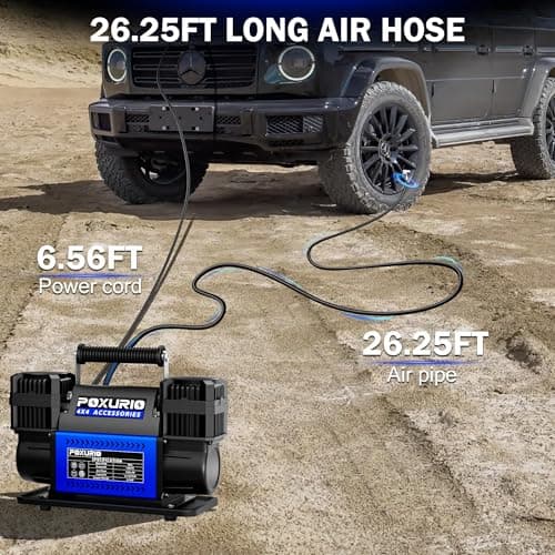 Offroad Air Compressor, 12.35CFM Dual Cylinder Portable Air Inflator, 12V 150 PSI Heavy Duty Tire Inflator Pump for Truck Tires, 4x4 Vehicle, RV, Motorcycle