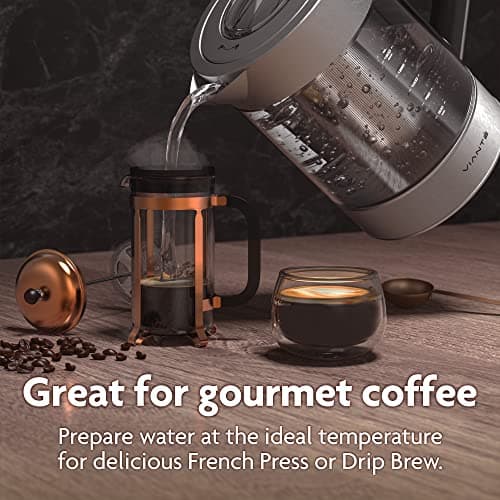 Vianté Electric Kettle With Infuser For Loose Leaf. Hot Tea Maker With Temperature Control And Automatic Shut Off. Tea Kettle With Brewing Programs. 1.5 Liters Capacity