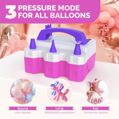 ETENWOLF P600 Electric Balloon Pump for All Balloons with 3 Nozzles 110V 600W Balloon Blower for Party Metalic Latex 260q Foil Balloons, Balloon Inflator for Birthday Decorations