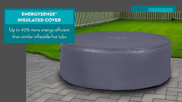 Bestway SaluSpa Honolulu AirJet Large Round 4 to 6 Person Inflatable Hot Tub Portable Outdoor Spa with 140 AirJets and EnergySense Cover, Grey