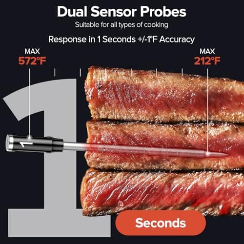 Smart Wireless Meat Thermometer with Dual Probes, Bluetooth & WiFi Combo, Remote Monitoring & Smart Alerts for BBQ, Grill, Smoker, Oven, Air Fryer