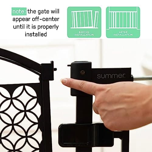 Summer Infant Extra Tall & Wide Safety Pet and Baby Gate, 29.5"-53" Wide, 38" Tall, Pressure or Hardware Mounted, Install on Wall or Banister in Doorway or Stairway, Auto Close Walk-Thru Door - Gray