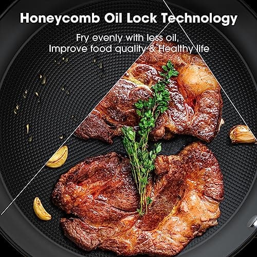 imarku Non Stick Frying Pans - 8 inch & 10 inch Frying Pan Nonstick Set, Honeycomb Lock Oil Cast Iron Skillets, Dishwasher Safe, Induction Compatible, Detachable Handle Pans, Best Gifts