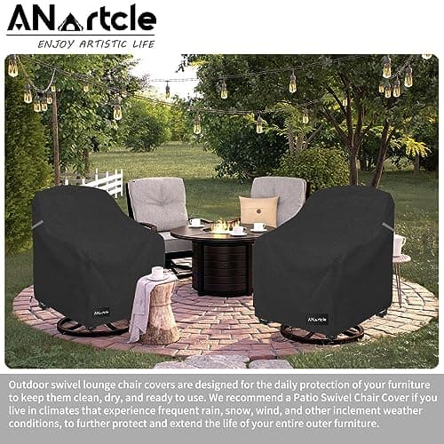 Swivel Patio Chair Covers 2 Pack,Waterproof Heavy Duty Outdoor Chair Covers,Patio Swivel Chair Covers for Outdoor Furniture (30 W x 34 D x 38.5 H inches)Black.