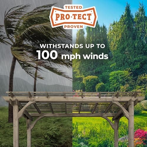 Backyard Discovery Somerville 14' x 10' Cedar Wood Pergola Kit with Trellis Roof, All-Season Durability, High-Wind Rating, PowerPort, Shade for Outdoor Patio, Deck, Garden, and Entertaining