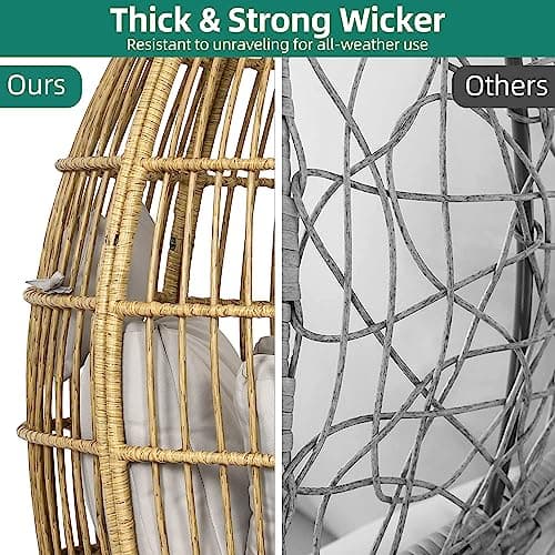YITAHOME Wicker Egg Chair - Outdoor Rocking Chair for Patio, Grey