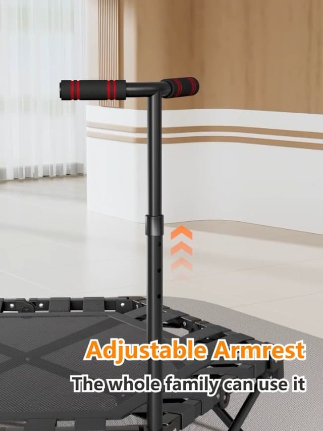 42" Foldable Mini Trampoline- 450lb Capacity Fitness Rebounder w/3-Level Adjustable T-Bar, Adults Workout Trampoline, Non-Slip Pad | Foldable Design for Home/Gym