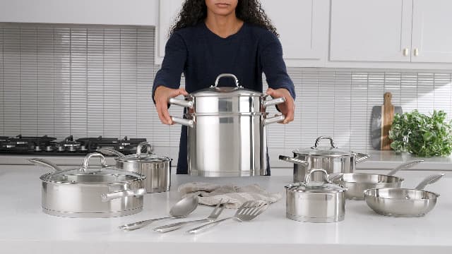 Duxtop Professional Stainless Steel Pots and Pans Set, 17PC Induction Cookware Set, Impact-bonded Technology