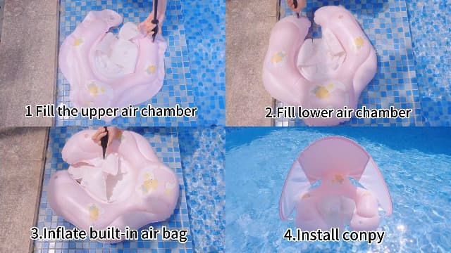 Baby Float with Canopy,Infant Pool Float with Safety Seat,Baby Swimming Float & Swim Float & Water Float UPF50+ UV Protection for Toddler from 3 to 36 Months.(S:3-12 Month/L:6-36 Month)