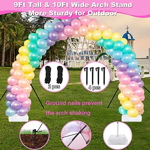 Balloon Arch Kit and Balloon Pump Electric, 10ft Wide Adjustable Balloon Arch Stand With 100Balloons 2Balloon Stands For Wedding Anniversary Birthday Baby Shower Party Decoration Graduation Ceremony