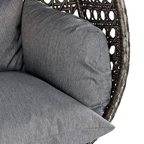 Island Gale Luxury 2 Person Outdoor, Patio, Hanging Wicker Swing Chair (X-Large-Plus, Charcoal Rattan/Charcoal Cushion)
