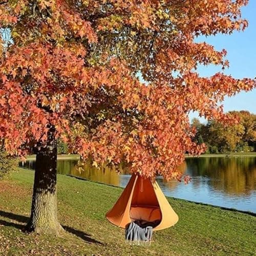 UFO Shape Teepee Tree Hanging Silkworm Swing Chair Hanging Swing Chair,for Kids & Adults Indoor Outdoor Hammock,Orange//406(Color:White)