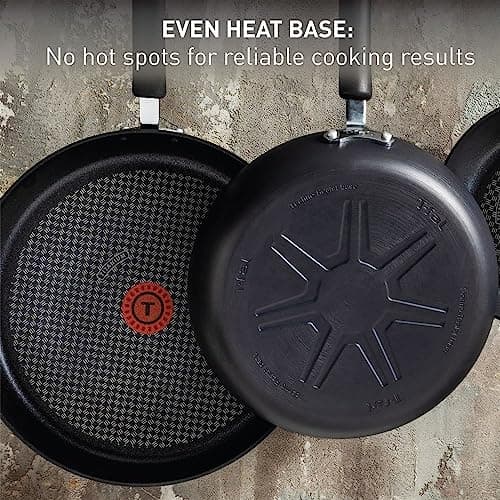 T-fal Ultimate Hard Anodized Nonstick Fry Pan Set 3 Piece: 8, 10.25, & 12 Inch, Oven Broiler Safe 400F, Kitchen Cookware Set, Pots and Pans Set Non Stick, Frying Pans, Skillets, Dishwasher Safe, Black