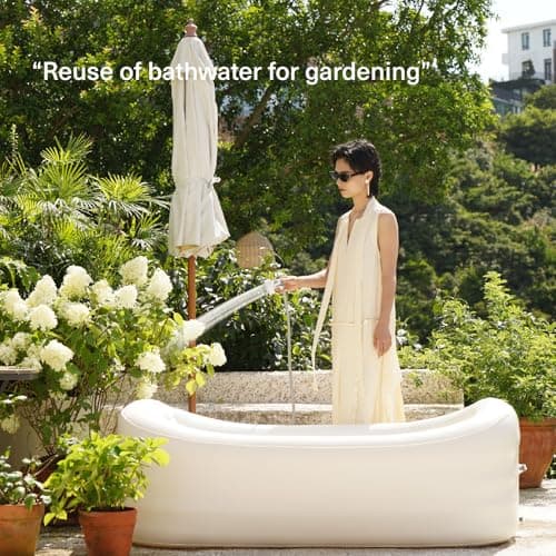 Mozoo Inflatable Bathtub 62''L X 34''W, Portable Bathtub For Adult, Unmatched Durability, Anti-Leak Drainage System, 2-Minute Setup, Space-Saving Foldable Design