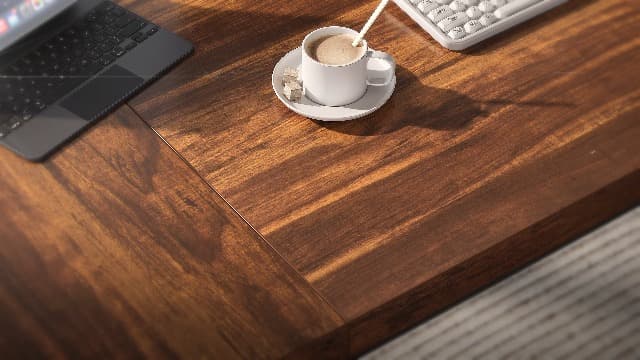 LITTLE TREE 70.8-Inch Office Desk, Wooden Executive Office Desk, Modern Work Desk, Large Farmhouse Writing Table Computer Desk for Home, Brown-Black