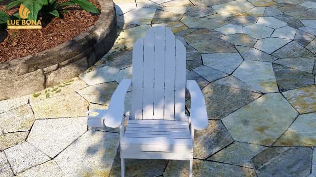 LUE BONA Folding Adirondack Chair Set of 4, Black HDPS Fire Pit Patio Chairs Weather Resistant, Modern Plastic Outdoor Chairs with Cup Holder