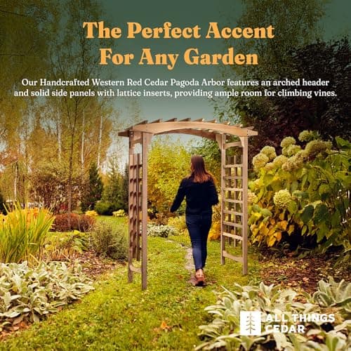 All Things Cedar PA96 Garden Arbor | 6-Ft Handcrafted Wooden Trellis for Climbing Plants Outdoor | Cedar Wedding Arches for Ceremony | Easy Assembly, Weather Resistant (71x35x87)