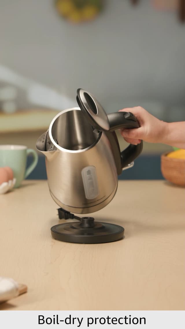 Hamilton Beach Electric Tea Kettle, Water Boiler & Heater, 1.7 Liter, Cordless Serving, 1500 Watts for Fast Boiling, Auto-Shutoff and Boil-Dry Protection, Stainless Steel with LED Light Ring (41037)