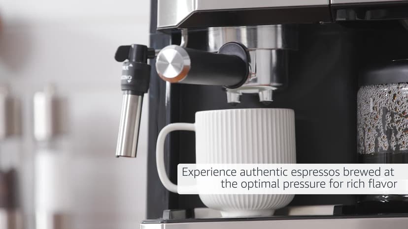De’Longhi All-in-One Coffee and Espresso Maker Combo with Grinder, Milk Frother, Auto Timer & Dual Heating System – Espresso Machine & Drip Coffee Brewer – All-in-One Stainless Steel Barista Machine