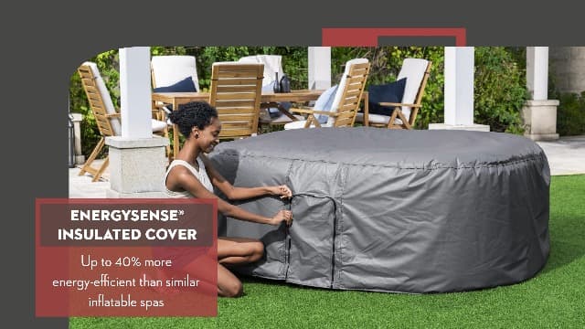 Coleman Hawaii AirJet Large Square 4 to 6 Person Inflatable Hot Tub Portable Outdoor Spa with 140 AirJets and EnergySense Cover, Grey