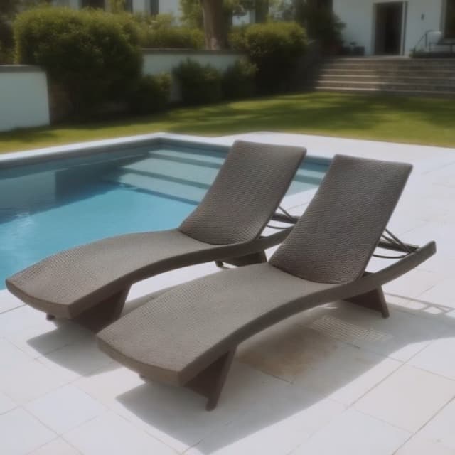 Nestl Chaise Lounge Chair Outdoor Set of 2, Wicker Patio Lounge Chair, Outdoor Lounge Chair with Reclining Backrest