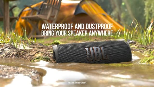 JBL Flip 6 - Portable Bluetooth Speaker, powerful sound and deep bass, IPX7 waterproof, 12 hours of playtime, JBL PartyBoost for multiple speaker pairing for home, outdoor and travel (Black)