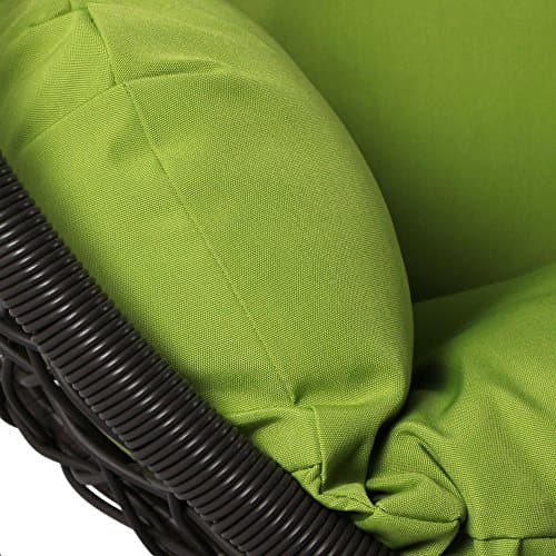 Island Gale Hanging Basket Chair Outdoor Patio Furniture with Stand and Cushion (Brown Wicker, Lime Cushion)